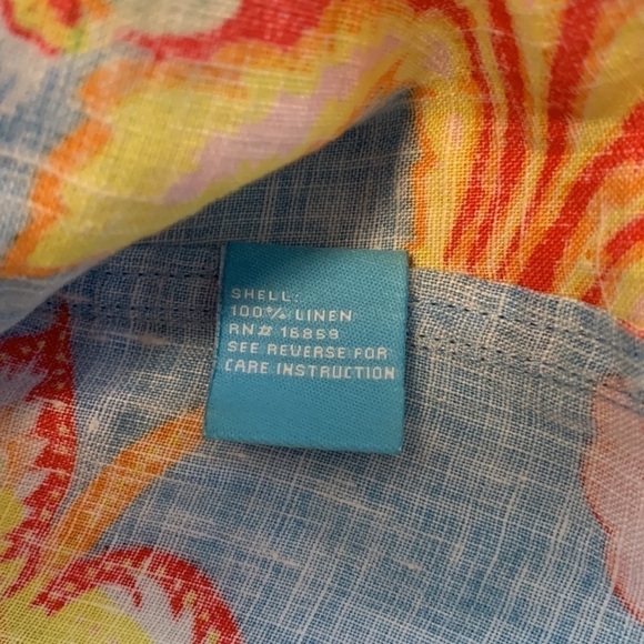 J. McLaughlin 100% linen paisley floral 3/4 length sleeve blouse size 0 - Picture 8 of 10